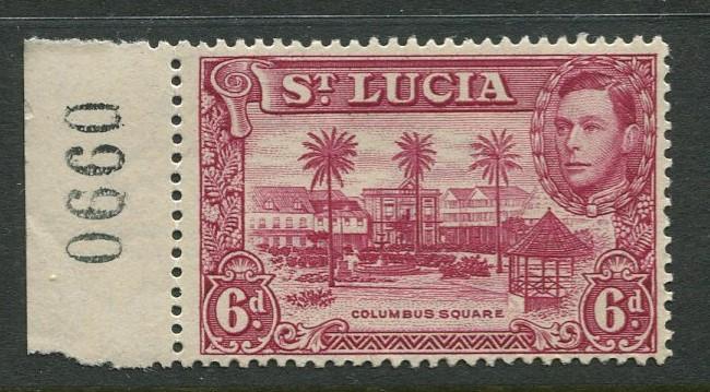 St. Lucia - Scott 119a - KGVI - Definitive -1938 - MVLH -Single 6p Stamp