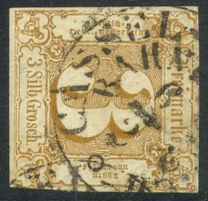 THURN AND TAXIS POST / German States 1859-60 3sgr CASSEL-EISENBACH Scott No. 12