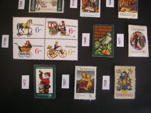 Eary Christmas Stamps, Madonna & Child & Contemporary, 1963-73, MNH Beauties