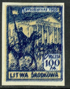 CENTRAL LITHUANIA 1921-22 100m GEN ZELIGOWSKI DOUBLE IMPRESSION Sc 57 MNGAP