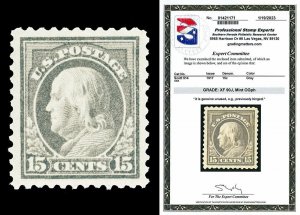 Scott 514 1917 15c Gray Franklin Issue Mint Graded XF 90J LH with PSE CERT!