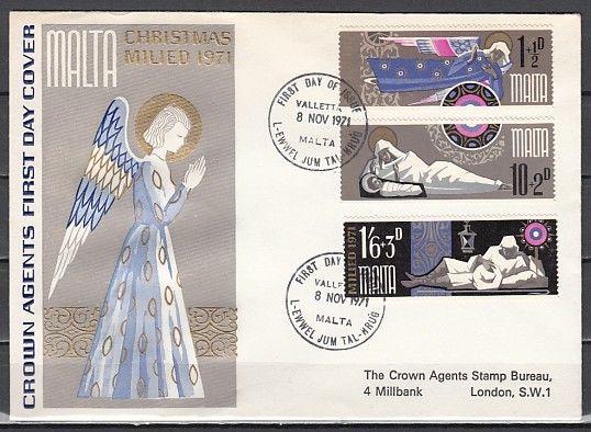 Malta, Scott cat. B7-B9. Religious Christmas issue on a First day cover.