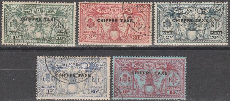 New Hebrides (Fr) #J1-5 F-VF Used CV $23.75 (A12831)