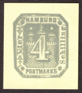 Hamburg Reprint of cut square, 4Sch, Unused