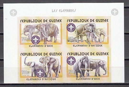 Guinea, Mi cat. 3406-3409 B. Elephants with Scout logo. IMPERF Block of 4. ^