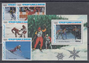 Mauritania Sc C257-C261 MNH. 1987 Calgary Winter Olympics incl Souvenir Sheet