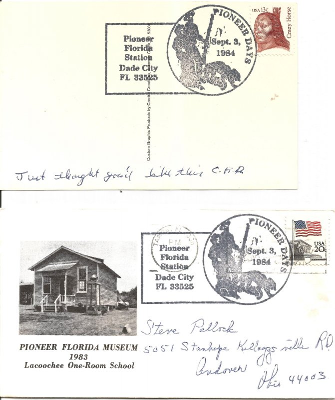 Dade City, FL Pioneer Days cover plus postcard !4