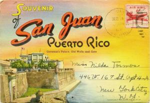 Puerto Rico 6c DC-4 Skymaster 1949 San Juan, P. R. Air Mail PPC Folder (San J...