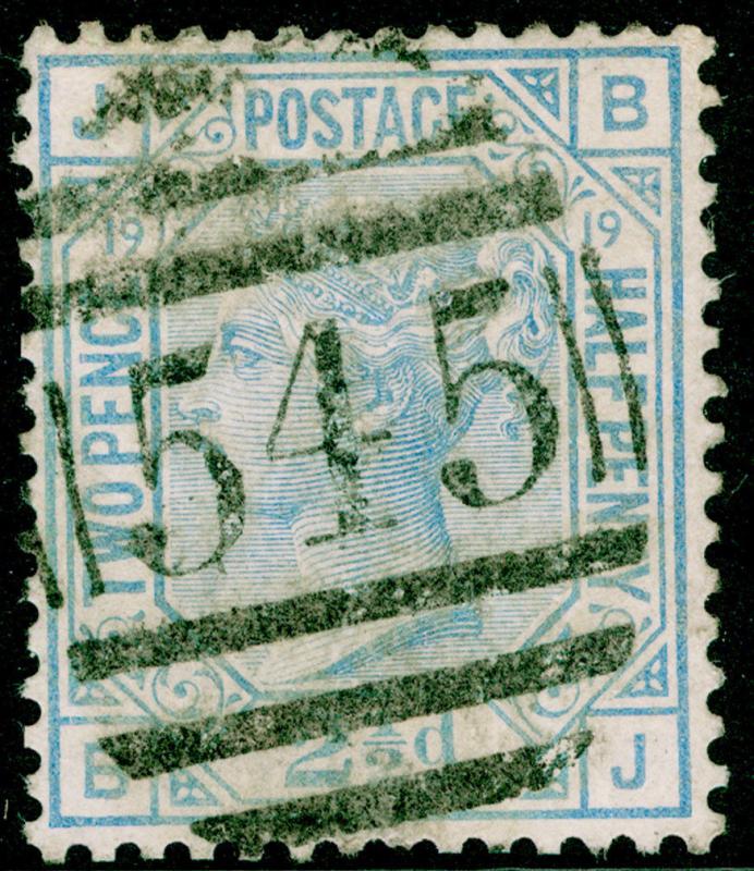 SG142, 2½d blue PLATE 19, USED. Cat £45. BJ