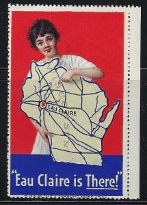 VEGAS- Vintage Eau Claire, WI Is There Promotional Poster Stamp (CQ124)