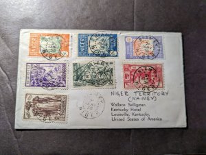 1938 France Colony Niger Stamp Set Souvenir Cover Niamey to Louisville KY USA