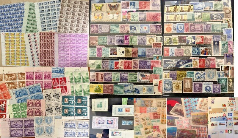 U.S. MINT COLLECTION 400+ VINTAGE STAMPS INCLUDES PLATE BLOCKS / SINGLES & MORE!