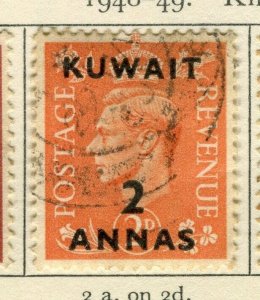 KUWAIT; 1948 early GVI surcharged issue fine used 2a. value