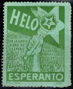 1930's Esperanto Poster Stamp Hello Under The Holy Sign Of Hope Collecting