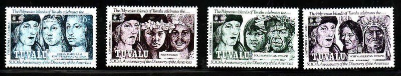 Tuvalu-Sc#594-7- id7-unused NH set-Discovery of America-1992-