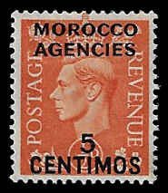 Great Britain Offices - Morocco #99 Unused OG H; 5c on 1/2p (1951)