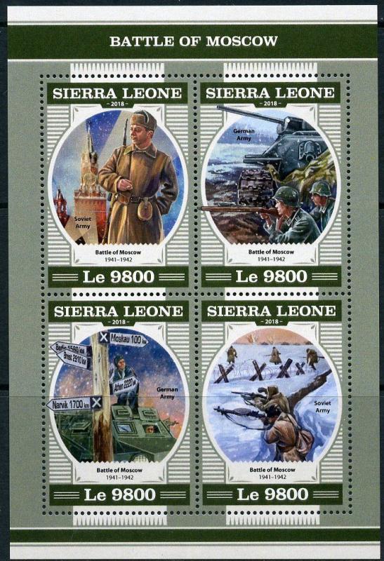 SIERRA LEONE 2018  WWII BATTLE OF MOSCOW  SHEET MINT NH