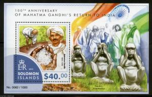 SOLOMON ISLANDS 2015 100th ANNIVERSARY OF GANDHI'S RETURN TO INDIA S/S MINT NH