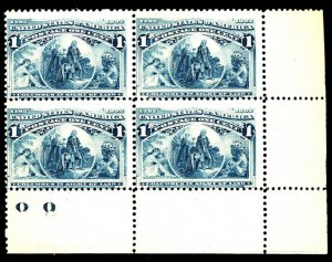 U.S. #230 MINT PL# BLOK OF 4 OG NH