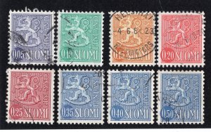 Finland 1963-70 5p to 50p Lion, Scott 398, 400-403, 405, 405A, 464 used