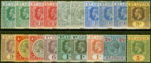 St Lucia 1912-21 Extended set of 19 SG78-88 Fine & Fresh Lightly Mtd Mint 