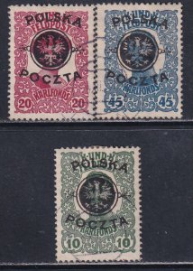 Poland 1918 Sc 27-9 Lublin Issue Stamp Used