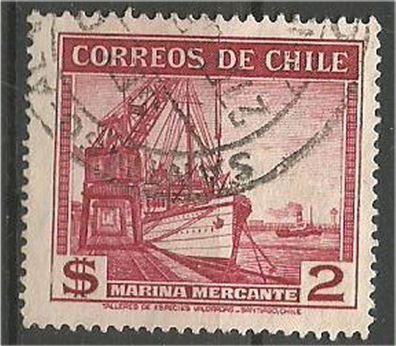 CHILE, 1938  used 2p ,Fishing Scott 207