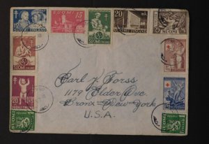 1948 Mylymaki Finland Airmail Cover to Bronx NY USA Multi Franked Semi Postals