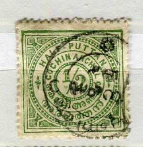 INDIA COCHIN; 1903 classic Local Numeral issue used SHADE of 1/2p. Postmark