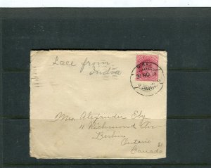 INDIA; 1911 early Ed VII LETTER/COVER fine used MIRAJ to Ontario