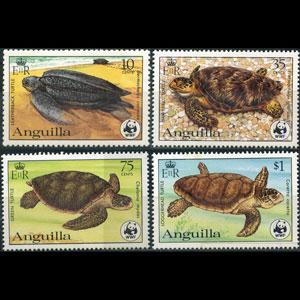 ANGUILLA 1983 - Scott# 537a-40a Turtles P.12 Set of 4 NH