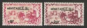 1943 French Syria Sc# MB1-2 WWII Resistance. MH Cv$35.00