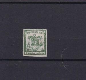 VENEZUELA 1862 IMPERF STAMP ¼ CENTAVO MOUNTED MINT  CAT £28  REF 6299