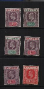 St Lucia 1902/07 Six mounted mint definitives