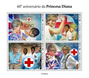 Sao Tome & Principe 2021 MNH Royalty Stamps Princess Diana Red Cross 4v M/S