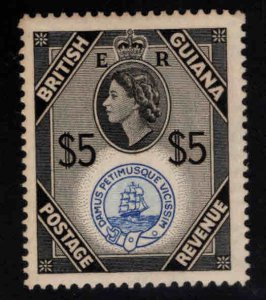 British Guiana Scott 267 MH* $5 stamp, toned paper,