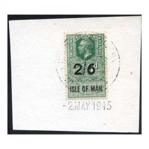 Isle of Man KGV 2/6 Key Plate Type Revenue CDS on Piece