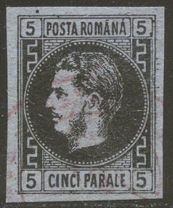 ROMANIA #30 Used - 1866 30pa Black on Dk Blue