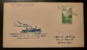 Vintage Portland Oregon Illustrated Ship Cachet MS Argentina Cover