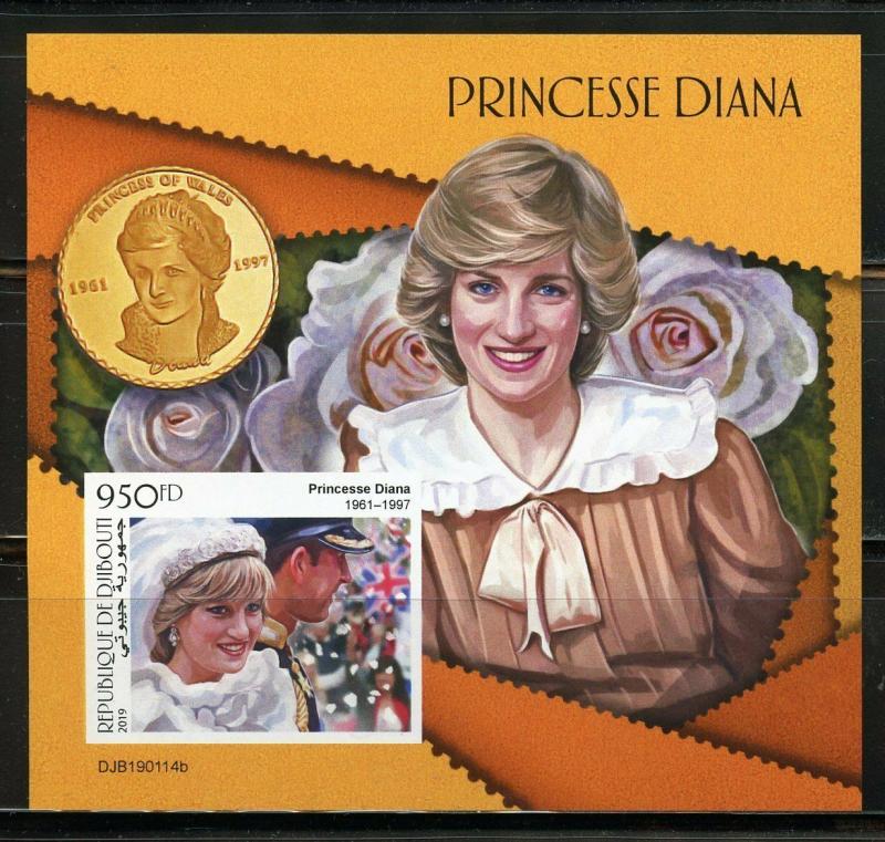 DJIBOUTI  2019 PRINCESS DIANA IMPERFORATE  SOUVENIR   SHEET  MINT NH