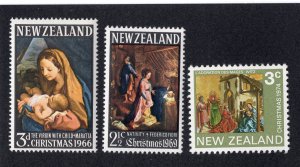 New Zealand 1966-74 Christmas Issues, Scott 379, 429, 560 MNH, value = 75c