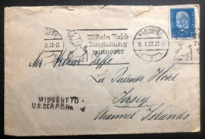 1932 Hannover Germany Missent Cover To Us Sea PO Addressed To Channel Island