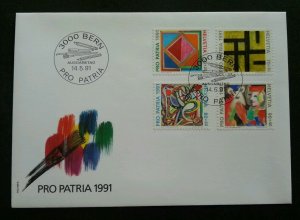 Switzerland Pro Patria Art Painting 1991 Culture Brush Color (stamp FDC)