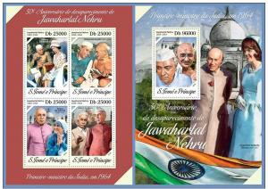 ST. TOME PRINCIPE 2014 2 SHEETS st14210ab NEHRU GANDHI QUEEN