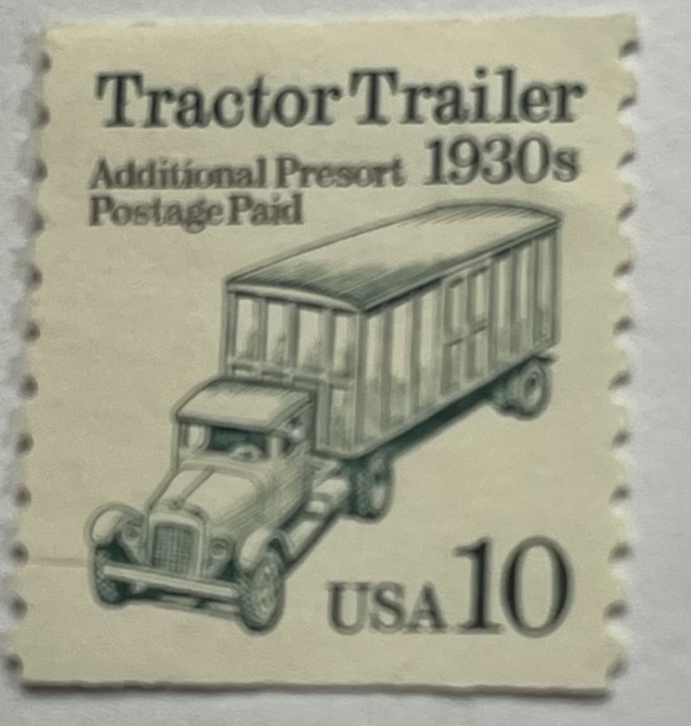 US 1991 10c Tracto Trailer Coil Transporation Series #2457 MINT