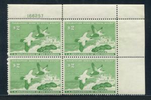 UNITED STATES RW24 MINT NH BLOCK OF 4 WITH PLATE #