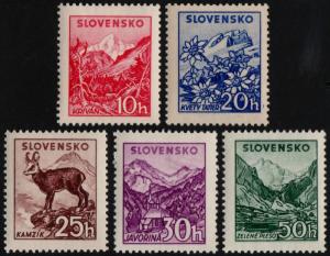 ✔️ SLOVAKIA 1944 - FLORA FAUNA SCENIC - SC.103/107 MNH OG [SK142]