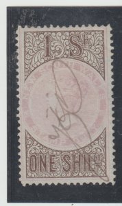 New South Wales 1872 1/- Stamp Duty Perf 10 Used CV. $7