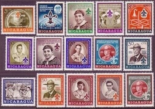 Nicaragua 778-782,C377-C386,MNH.Michel 1126-1140. Scouting.Baden-Powell,1957. 