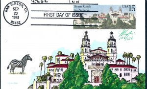 Beautiful Pugh Designed/Painted Hearst Castle FDC...105 of 150 created!!